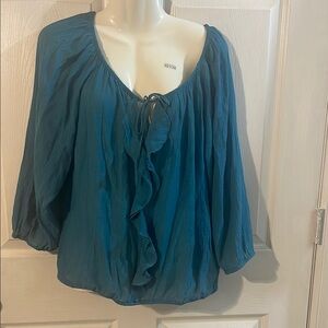 St. John's Bay Blue Blouse with Tie Front